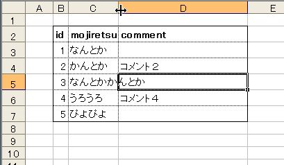 C列の幅を調整します。C列の列見出しの右端をダブルクリック。